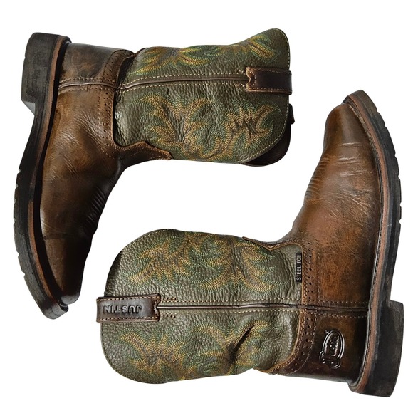 Justin SE4688 Steel Toe Work Boots Mens 11 EE Brown Leather Cowboy Western - Picture 6 of 12